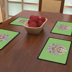 Ornamental Lion Illustration (Green) Table Mat