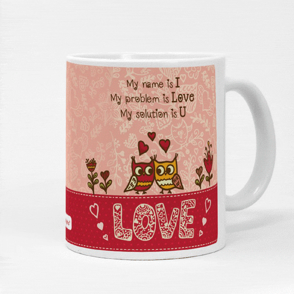 Mug with Cute Birds Couple Doodle Print unique gift for boyfriend